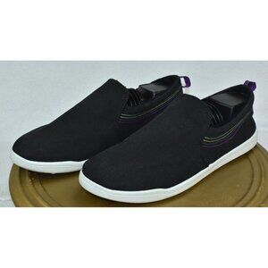 🌹Vionic Beach Marshall WomensShoes Size 10 Black Canvas Colorful Stitch Sneakers